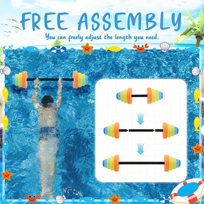 RoundFunny Adjustable 30.7" Aquatic Exercise Dumbbells Water Dumbbell Pool Resistance Aquatic Fitness Swim Barbell with 4 High-density EVA Foam for Water Aerobics Weight Loss - Image 4